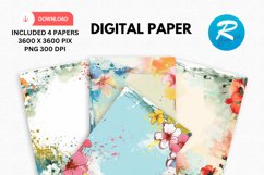 Floral Frame Digital Paper, Floral Background Product Image 1