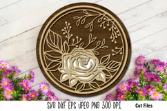 Floral SVG| Floral Round Sign SVG| Rose SVG| Flower Monogram