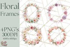 Floral Frames Clipart, Girly Pastel Flower Frames, Oval Png Product Image 1