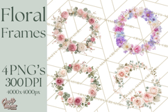 Floral Frames Clipart, Girly Pastel Flower Frames, Oval Png Product Image 1