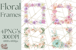 Floral Frames Clipart, Girly Pastel Flower Frames, Oval Png Product Image 1