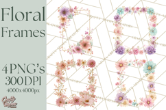 Floral Frames Clipart, Girly Pastel Flower Frames, Oval Png Product Image 1