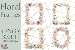 Floral Frames Clipart, Girly Pastel Flower Frames, Oval Png Product Image 1