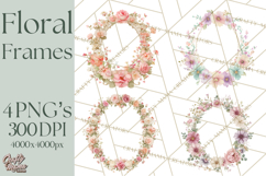 Floral Frames Clipart, Girly Pastel Flower Frames, Oval Png Product Image 1
