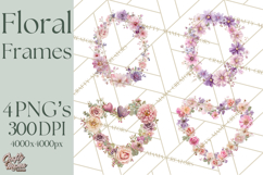 Floral Frames Clipart, Girly Pastel Flower Frames, Oval Png Product Image 1