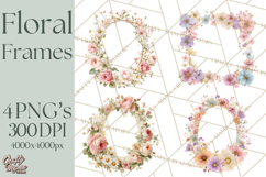 Floral Frames Clipart, Girly Pastel Flower Frames, Oval Png Product Image 1