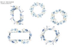 Dusty Blue Floral Clipart Watercolor Set Product Image 6