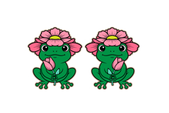 Whimsical Floral Frog Studs, Earring, Laser Cut SVG Template Product Image 2