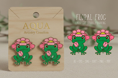 Whimsical Floral Frog Studs, Earring, Laser Cut SVG Template Product Image 1