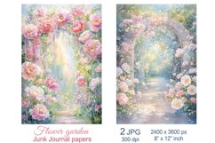 Garden flowers scrapbook papers, Floral arch Junk Journal Product Image 1