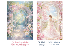 Wedding Junk Journal paper, Bride in garden flower scrapbook Product Image 1