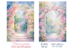 Garden flowers scrapbook papers, Floral Junk Journal pages Product Image 1