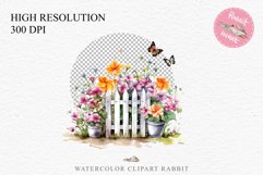Floral Garden Fence Farm Flower Clipart PNG Scrapbooking Nursery Watercolor Transparent wedding invitation shirt designs sublimation printable digital bloom