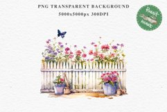 Floral Garden Fence Farm Flower Clipart PNG Scrapbooking Nursery Watercolor Transparent wedding invitation shirt designs sublimation printable digital bloom watercolor white floral garden fence, flowers clipart, sublimation nursery drawing, invitation