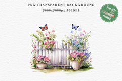 Floral Garden Fence Farm Flower Clipart PNG Scrapbooking Nursery Watercolor Transparent wedding invitation shirt designs sublimation printable digital bloom watercolor white floral garden fence, flowers clipart, sublimation nursery drawing, invitation