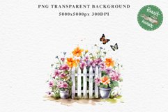 Floral Garden Fence Farm Flower Clipart PNG Scrapbooking Nursery Watercolor Transparent wedding invitation shirt designs sublimation printable digital bloom watercolor white floral garden fence, flowers clipart, sublimation nursery drawing, invitation