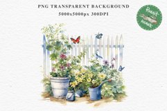 Floral Garden Fence Farm Flower Clipart PNG Scrapbooking Nursery Watercolor Transparent wedding invitation shirt designs sublimation printable digital bloom watercolor white floral garden fence, flowers clipart, sublimation nursery drawing, invitation