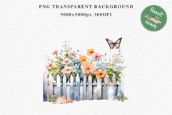 Floral Garden Fence Farm Flower Clipart PNG Scrapbooking Nursery Watercolor Transparent wedding invitation shirt designs sublimation printable digital bloom watercolor white floral garden fence, flowers clipart, sublimation nursery drawing, invitation