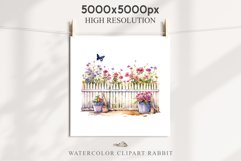 Floral Garden Fence Farm Flower Clipart PNG Scrapbooking Nursery Watercolor Transparent wedding invitation shirt designs sublimation printable digital bloom watercolor white floral garden fence, flowers clipart, sublimation nursery drawing, invitation