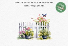 Floral Garden Fence Farm Flower Clipart PNG Scrapbooking Nursery Watercolor Transparent wedding invitation shirt designs sublimation printable digital bloom watercolor white floral garden fence, flowers clipart, sublimation nursery drawing, invitation