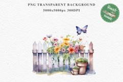Floral Garden Fence Farm Flower Clipart PNG Scrapbooking Nursery Watercolor Transparent wedding invitation shirt designs sublimation printable digital bloom watercolor white floral garden fence, flowers clipart, sublimation nursery drawing, invitation