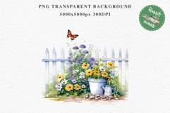 Floral Garden Fence Farm Flower Clipart PNG Scrapbooking Nursery Watercolor Transparent wedding invitation shirt designs sublimation printable digital bloom watercolor white floral garden fence, flowers clipart, sublimation nursery drawing, invitation