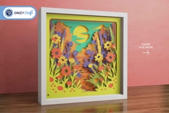 Floral Garden Path to The Lake 3D Layered Paper Cut Product Image 2
