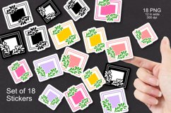 Floral Geometric Frames Sticker Set of 18 PNG files