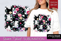 Floral Ghost Halloween Square Tshirt Background Spooky PNG Product Image 1
