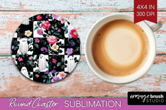 Floral Ghost Halloween Round Coaster Spooky Season Coaster Product Image 1