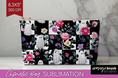 Floral Ghost Halloween Cosmetic Bag Spooky Season Makeup Bag Product Image 1