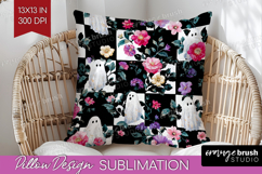 Floral Ghost Halloween Pillow Sublimation Spooky Season Product Image 1