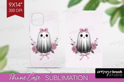 Floral Ghost Cute Phone Case PNG Pink Halloween Case PNG Product Image 1