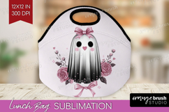 Floral Ghost Cute Lunch Bag Pink Halloween Lunch Bug PNG Product Image 1