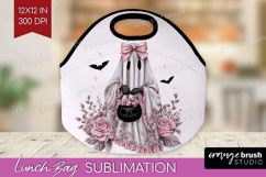 Floral Ghost Cute Lunch Bag Pink Halloween Lunch Bug PNG Product Image 1
