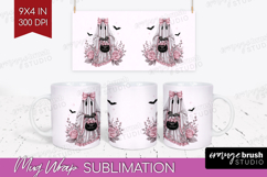 Floral Ghost Cute Mug Wrap Pink Halloween Mug PNG Product Image 1