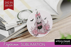 Floral Ghost Cute Keychain PNG Pink Halloween Keychain Product Image 1