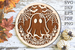 Floral Ghost Halloween Laser Cut SVG Product Image 1