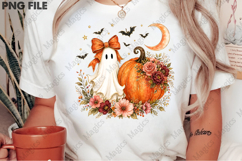 Floral Ghost Halloween Pumpkin Png Product Image 2