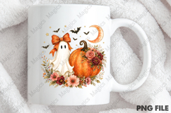Floral Ghost Halloween Pumpkin Png Product Image 4
