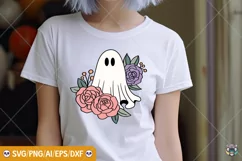 Floral Ghost Svg, Cute Ghost Png, Retro Halloween Png Product Image 1
