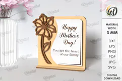 Floral Gift Card Laser Cut. Mother's Day Gift Card SVG Product Image 1