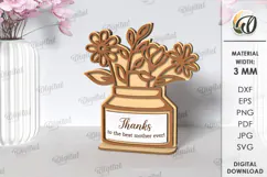 Floral Gift Card Laser Cut. Mother's Day Gift Card SVG Product Image 1