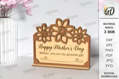 Floral Gift Card Laser Cut. Mother's Day Gift Card SVG Product Image 1
