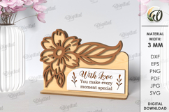 Floral Gift Card Laser Cut. Mother&#039;s Day Gift Card SVG Product Image 1
