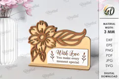 Floral Gift Card Laser Cut. Mother's Day Gift Card SVG Product Image 1