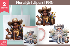 Country Floral Girl Clipart Cowgirl clipart Scrapbooking Product Image 1