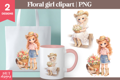 Floral Cowgirl Clipart farmhouse girl clipart Scrapbooking Product Image 1