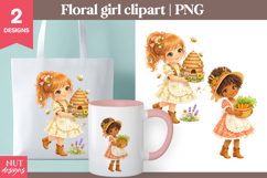 Floral Farm Girl Clipart Cute Garden Girl clipart rustic Product Image 1