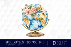 Floral Globe Watercolor Clipart Product Image 1